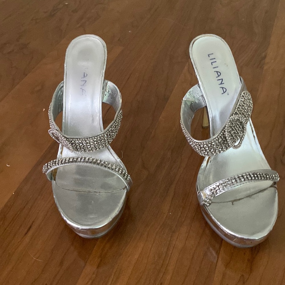 Silver stiletto sandals